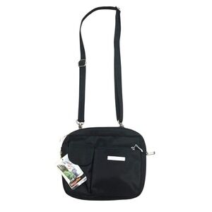 NEW Baggallini Wallet Bagg Crossbody Shoulder Belt‎ Bag Black Zip Around Travel